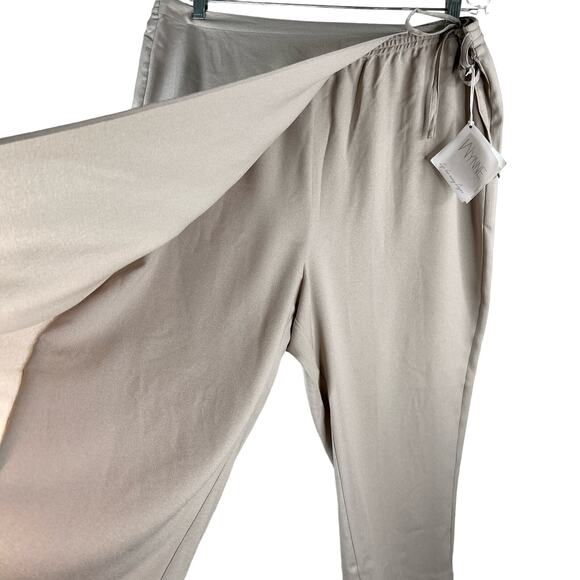 Wynne Layers Marla Wynne Pants Taupe XL Crepe Cropped New - Picture 6 of 13